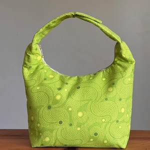 Insulated Lunch Bag, Polka Dot Lunch Bag, Lunch Bag, Woman Lunch Bag,School Lunch Bag, Work Lunch Tote, Snack Tote, Lime Green Patterned Dot