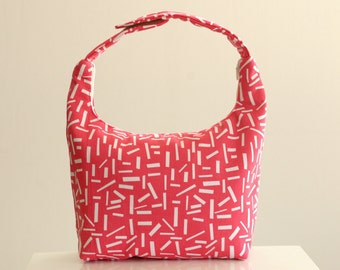 Red Fireworks Fabric Lunch Tote, Insulated Work Bag