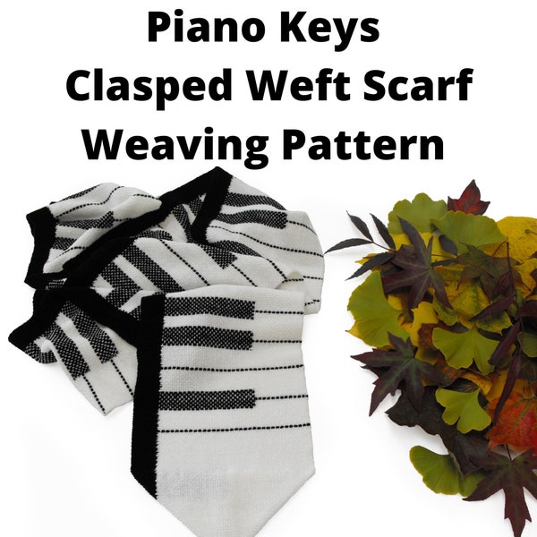 Piano Keys Clasped Weft Scarf Weaving Pattern and WIF File, Clasped Weft Technique Draft, PDF Weaving Instructions, Piano Keys Weaving Draft