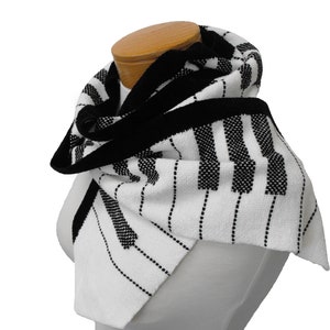 Écharpe pour piano tissée à la main, écharpe pour touches de piano musique, écharpe noir et blanc pour clavier, écharpe tissée à la main en chenille, écharpe pour femme, écharpe pour homme, écharpe automne hiver