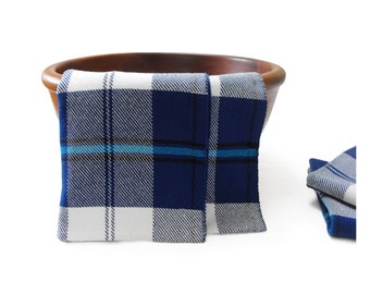 Blue and White Plaid Tea Towel, Hand Woven Tea Towel, Cotton Tea Towel, Cunningham Blue Plaid Tea Towel, Handwoven Kitchen Tea Towel