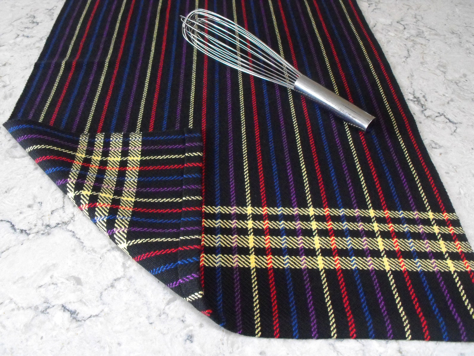 Striped Black Tea Towel Hand Woven Black Tea Towel Plaid Tea Etsy Canada