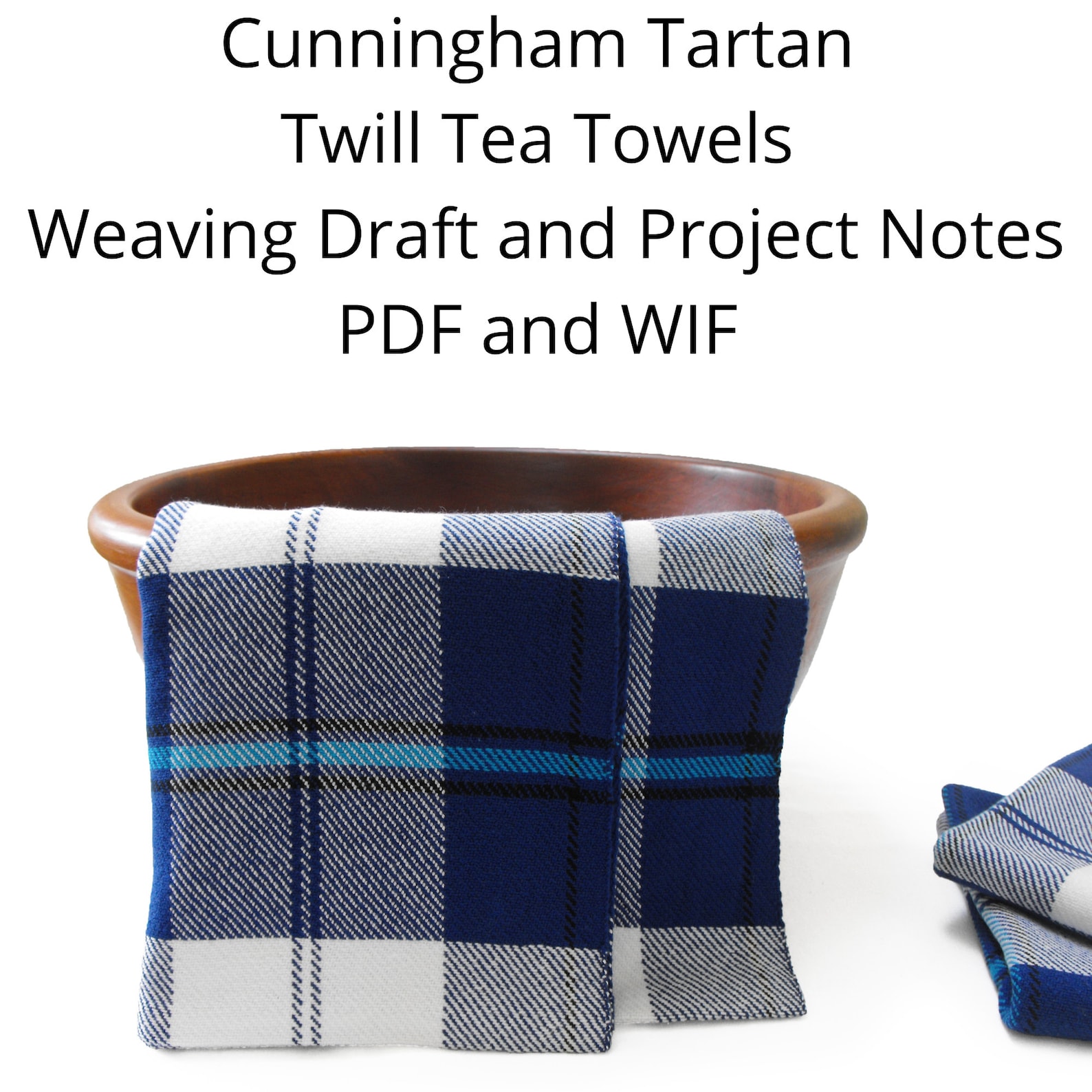 Cunningham Blue Tartan Tea Towels Weaving Pattern and WIF File, Tartan ...