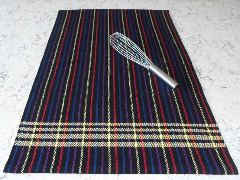 Striped Black Tea Towel Hand Woven Black Tea Towel Plaid Tea Etsy Canada
