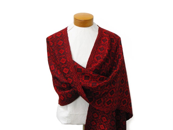 red evening shawl