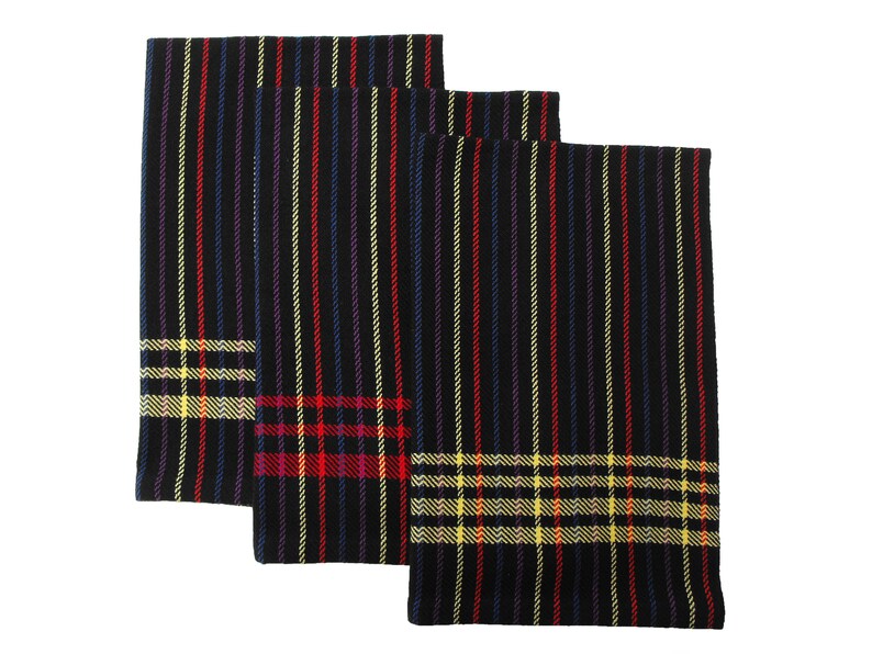 Striped Black Tea Towel Hand Woven Black Tea Towel Plaid Tea Etsy