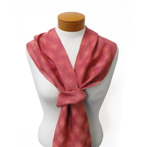 Coral and Plum Cotton Scarf, Hand Woven Scarf in Twill Diamonds Scarf, Handwoven Scarf, Coral Scarf Plum, Ladies Scarf, Lightweight Scarf image 9