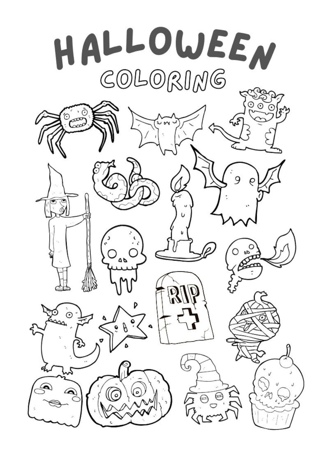 Halloween Coloring Sheet - Etsy