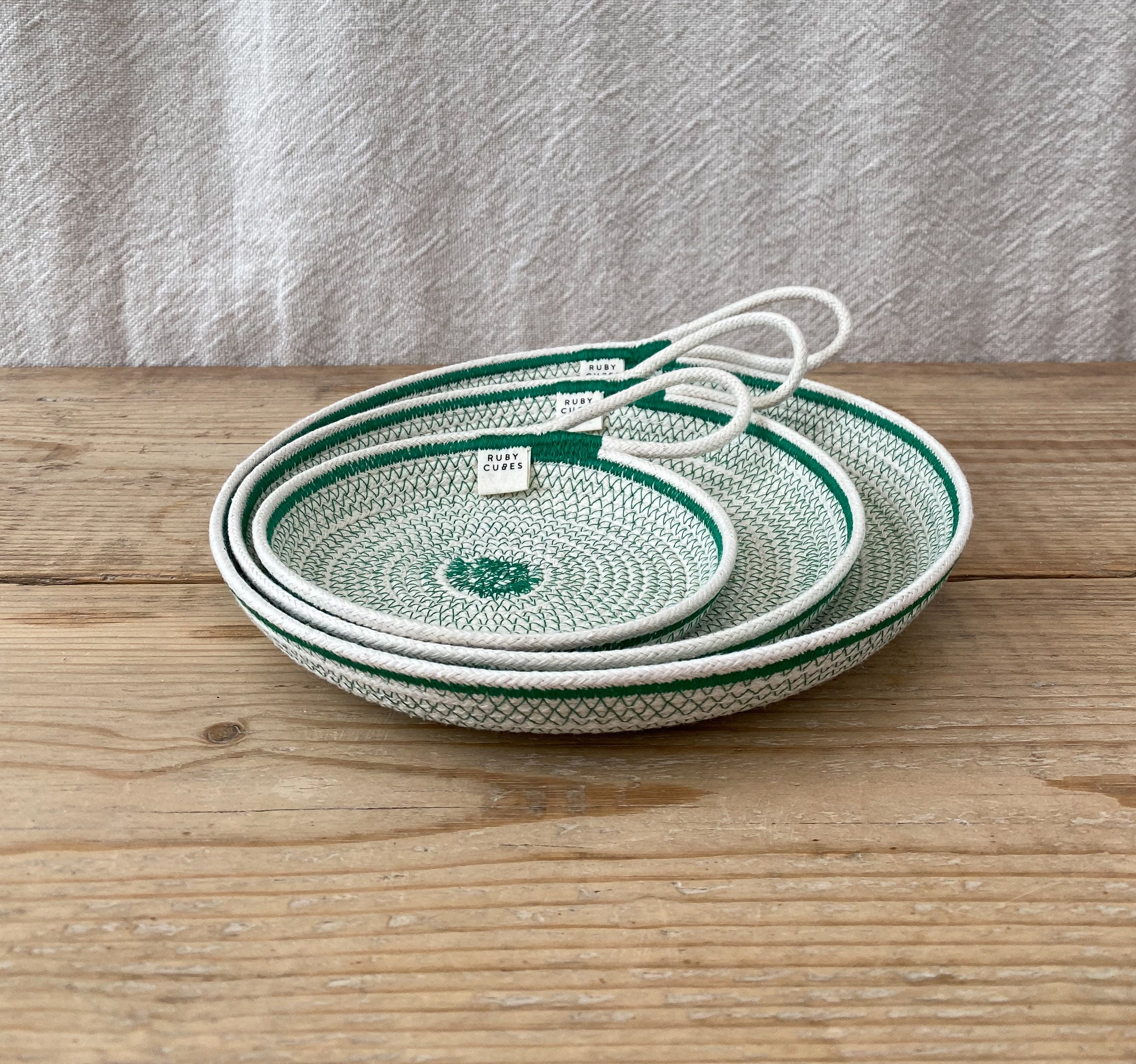 Handmade Rope Plates Meadow Green Three Sizes Unbleached Etsy UK