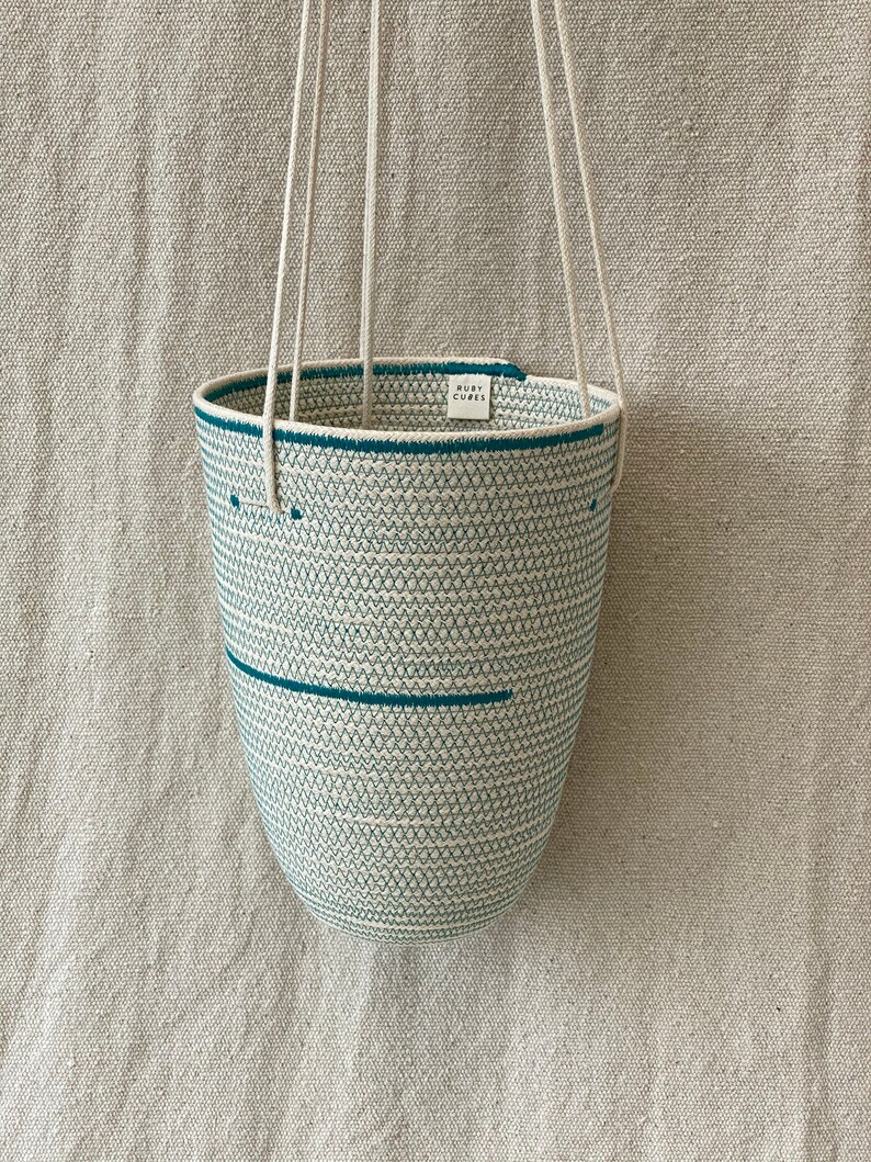 Handmade hanging basket rope basket Unbleached cotton Etsy