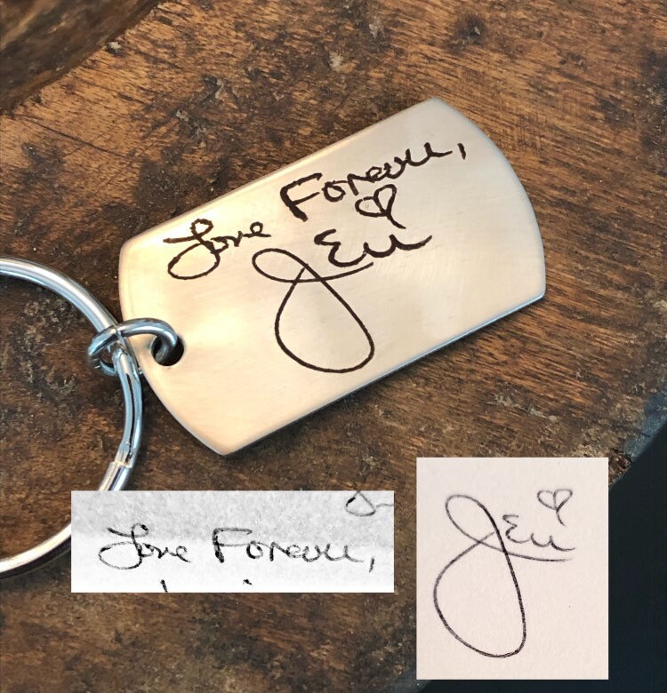 CUSTOM Handwriting Keychain | Artwork Engraved Keychain | Signature K…