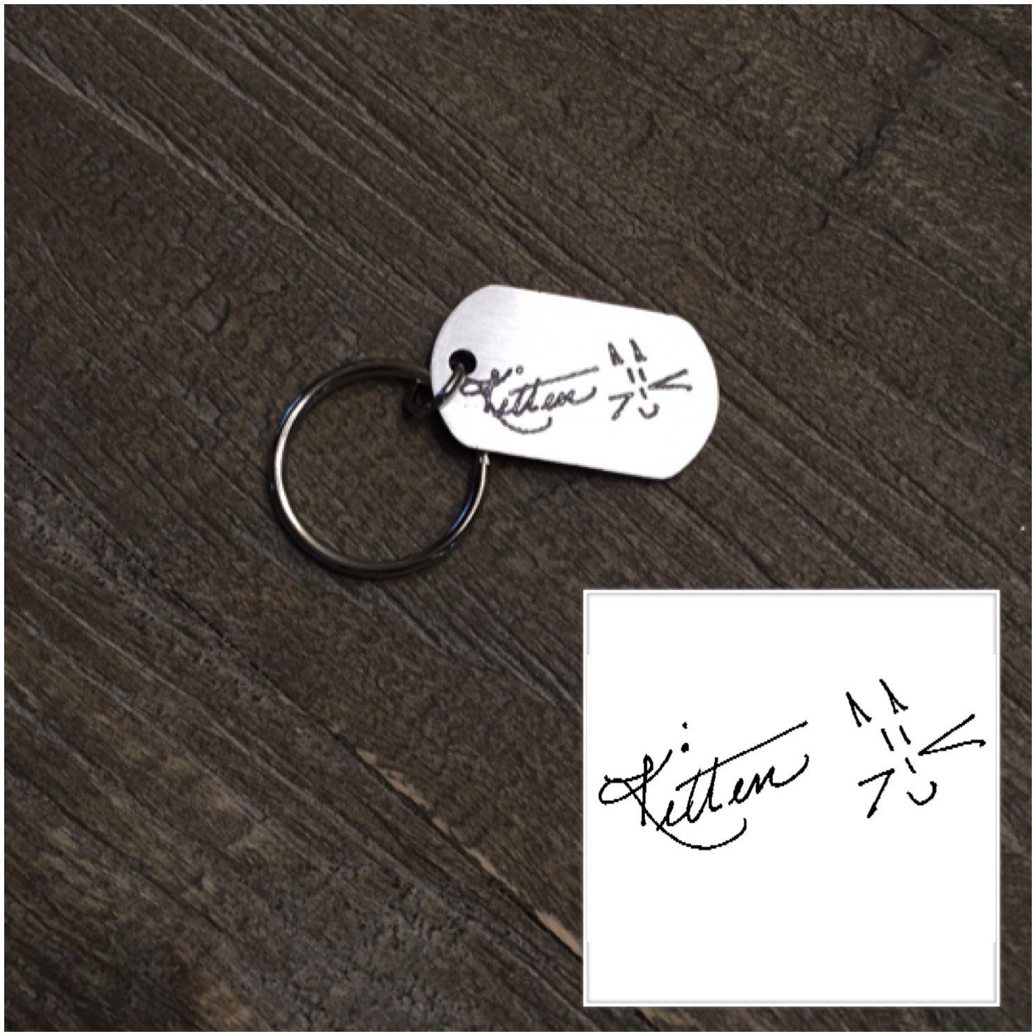 Handwriting Engraved Keychain Actual Signature Engraved