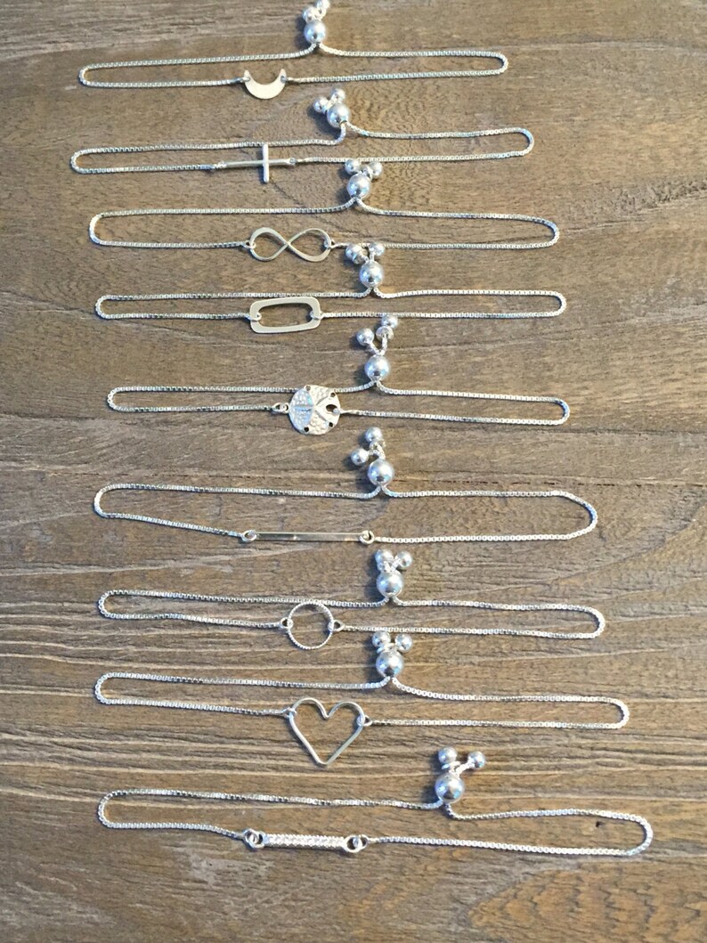 Sterling Silver Adjustable Charm Bracelet Gift for Her Etsy