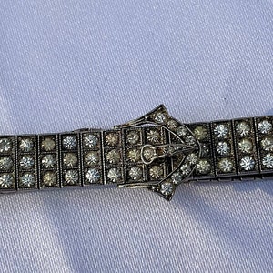 CAVIAR DREAMS Art Deco Estate Sterling Silver Rhinestone Diamonbar Buckle Bracelet 7 1/2 Etsy andersonhs image 1