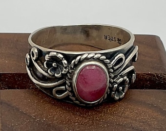 CAVIAR DREAMS Vintage Sterling Silver Carolyn Pollack Native American Rhodochrosiet Ring - Maat 9