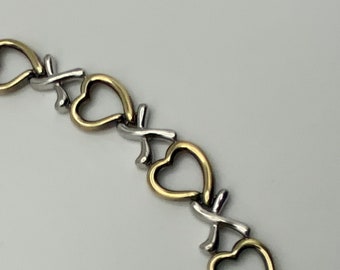 CAVIAR DREAMS - Vintage Sterling Silver and Gold Hearts and Kisses Bracelet 7 1/4" - 8 1/2" Etsy andersonhs