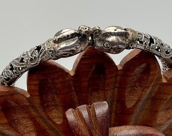 CAVIAR DREAMS Vintage Indiase Sterling Zilver 925 Elephant Head Bangle - Klein - 7"