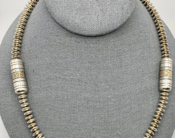 CAVIAR DREAMS Vintage Roderick Tenorio Native American 14K and Sterling Silver Necklace - 24” - andersonhs