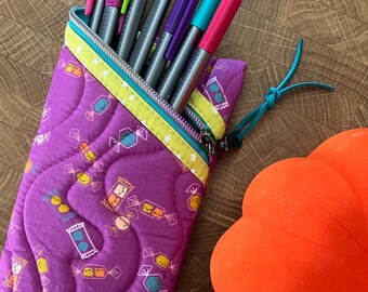 Small, Halloween Candy Eyewear Case. Quilted + Padded with Foam.