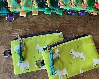 Baby Goats Coin Pouch with Metal Zipper and D-Ring + Paracord Zip Pull. Ruby Star Society: Animal Animal.
