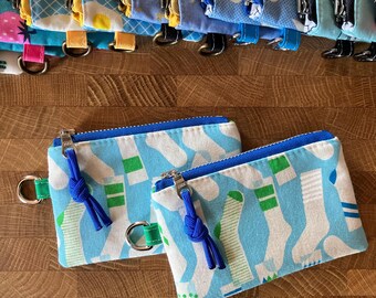 Gym Socks Coin Pouch with Metal Zipper and D-Ring + Paracord Zip Pull. OOP Cotton + Steel: Kicks.