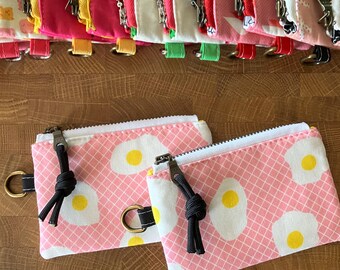Eggs Coin Pouch with Metal Zipper and D-Ring + Paracord Zip Pull. Ruby Star Society: Egg and Friends.