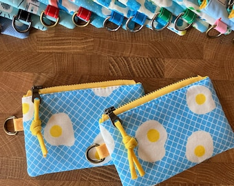 Eggs Coin Pouch with Metal Zipper and D-Ring + Paracord Zip Pull. Ruby Star Society: Egg and Friends.