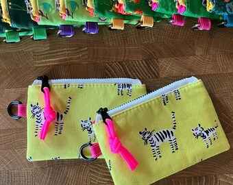 Electric Kitties Coin Pouch with Metal Zipper and D-Ring + Paracord Zip Pull. OOP Ruby Star Society: Darlings.