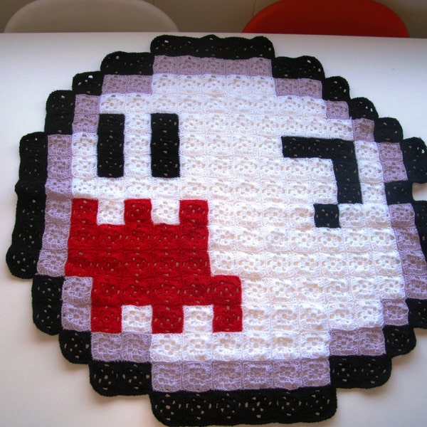 Super Mario Boo 8-bit Crochet Blanket