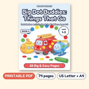 Dot Marker Activity Book for Toddlers, Vehicles, Shapes, Numbers (PDF)