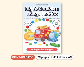 Dot Marker Activity Book for Toddlers, Vehicles, Shapes, Numbers (PDF)