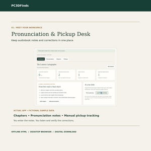 Audiobook Pronunciation & Pickup Tracker | Offline HTML