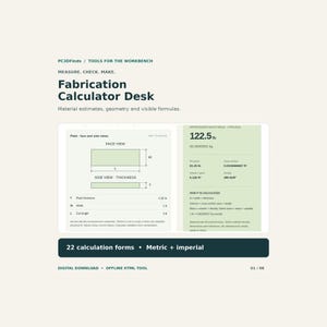 Offline Fabrication Calculator: 22 Material & Geometry Tools (HTML Download)