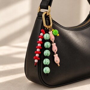 Colorful Beaded Keychain, Custom Initial Bag Charm, Personalized Zodiac Keyring, Y2K Preppy Purse Charm, Boho Car Key Holder, Gift for Her