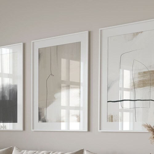 Set of Three Wall Art Prints Botanical Wall Art Neutral Wall Etsy