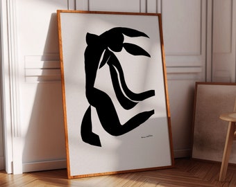 gift for dancer, matisse print, matisse wall art, matisse poster, black wall art, abstract female, body picture, abstract female form,