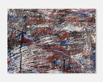Small Modern Art Maximalist Abstract Expressionist Painting, Acrylic Mixed Media On Canvas, 30 x 40 cm, Ready To Hang
