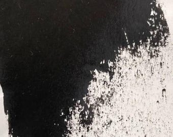 Small Abstract Expressionist Painting, Original Acrylic On Paper, Black White Wabi Sabi Wall Art, Matted Gestural Fine Art, Architect Gift