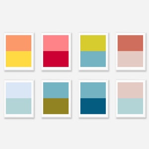 color block abstract printable, colour block, colour prints, set of 8 prints, gallery wall, gallery wall set, gallery wall art, minimalist,