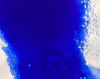 Ultramarine Blue Abstract Expressionist Painting, Small Square Acrylic Artwork (10x10 cm)
