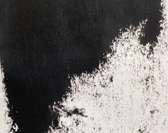 Original Abstract Painting, Black and White Wall Art, Small Expressive Brushstroke Artwork, Minimalist Wabi Sabi Decor, Japandi Gift