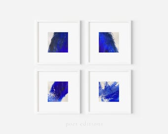 Set Of 4 Blue Abstract Expressionist Paintings