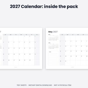 Minimalistisk väggkalender 2027, året i korthet, söndag/måndag start (digital nedladdning) bild 5