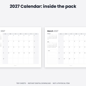 Minimalistisk väggkalender 2027, året i korthet, söndag/måndag start (digital nedladdning) bild 4