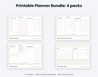 2027 Planner Bundle: Calendar, Habit Tracker, Chore Chart, Admin Planner (Digital Download)