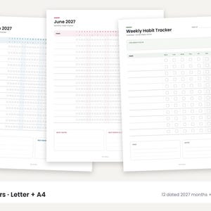 2027 Planner Bundle: Calendar, Habit Tracker, Chore Chart, Admin Planner (Digital Download) image 5