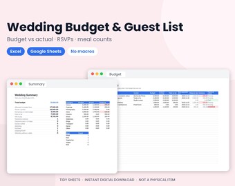 結婚式予算プランナー、ゲストリスト、出欠確認トラッカー（ExcelおよびGoogleスプレッドシート）