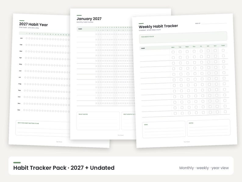 2027 Planner Bundle: Calendar, Habit Tracker, Chore Chart, Admin Planner (Digital Download) image 4