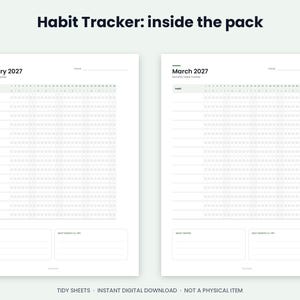 2027 Habit Tracker Printable, Undated Monthly Weekly Year-in-Dots (PDF) image 4