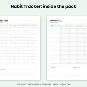 2027 Habit Tracker Printable, Undated Monthly Weekly Year-in-Dots (PDF) image 3
